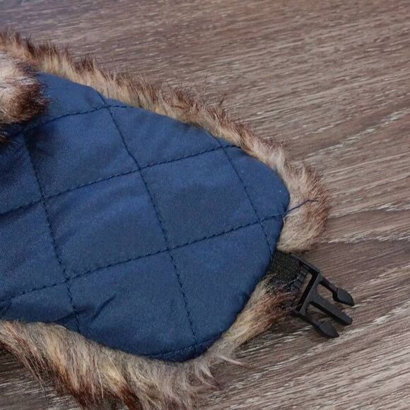 SA CO Trapper Hat Color Navy with Brown & Tan Faux Fur Ear Flaps with Snap NWT - Picture 6 of 6